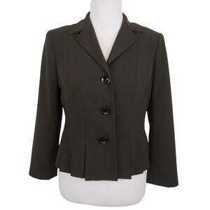 WORTH Taupe Brown Wool Blend Pleated Peplum Jacket Women’s Size 6